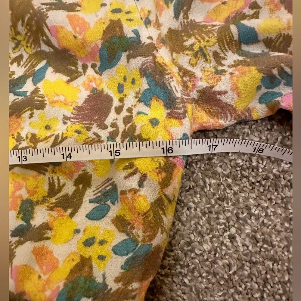 Free People Forget Me Knot yellow floral tie front V neck minidress women’s Sz 8 - Picture 14 of 14